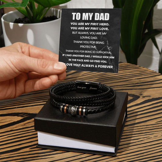Beautiful Bracelet with a  funny message card telling your Dad that If you had another Dad you would punch them in the Face | Love you Forever Bracelet