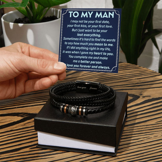 To My Man - First Kiss First Love Love You Forever Bracelet